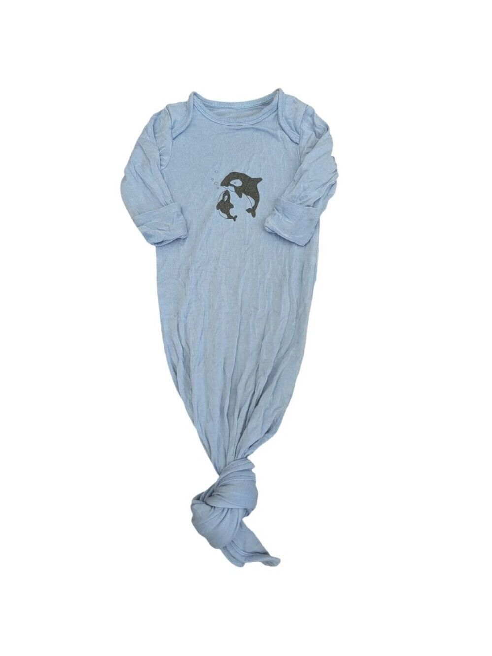 Silkberry Baby Orca Whale Blue Knotted Gown - Newborn